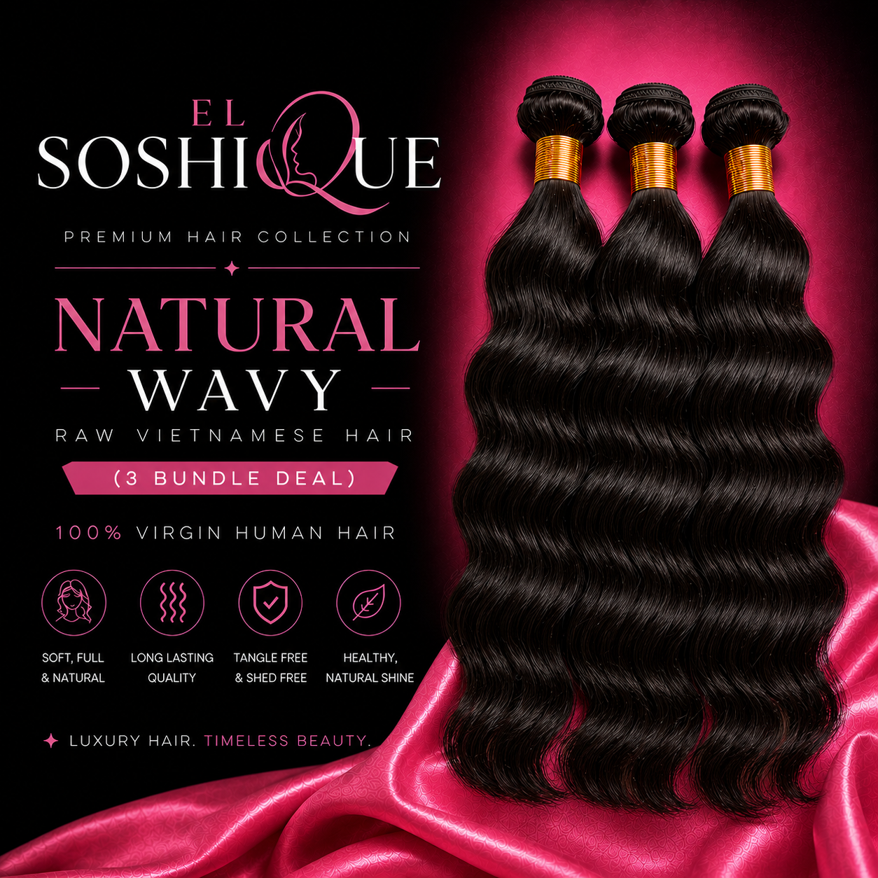 Natural Wavy — Raw Vietnamese Hair (3 Bundle Deal)